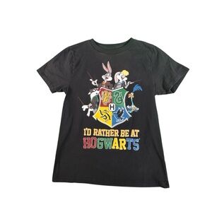 Looney Tunes Hogwarts Mashup Shirt L 10/12 Bugs Bunny Lola Road Runner WB Harry